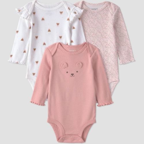 Carter's Just One You® Baby Girls' 3pk bear Long Sleeve Bodysuits - Light Pink Newborn