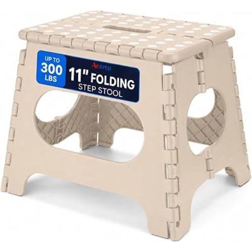 ACSTEP 11 Inch Folding Step Stool for Kids, Non-Slip Foldable Stools, Khaki