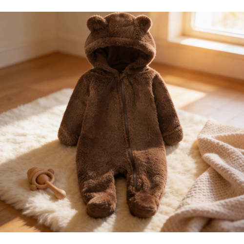 Color: Teddy bear brown - Teddy Bear Jumpsuit (With Hands And Feet) 0-3 months