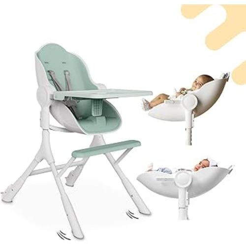 ORIBEL Cocoon Z High Chair & Baby Lounger | Perfect High Chair for Toddlers/Newborns | Glides Easily on All Surfaces | Secure Locks | Convertible Chair for Napping & Feeding (Avocado Green)