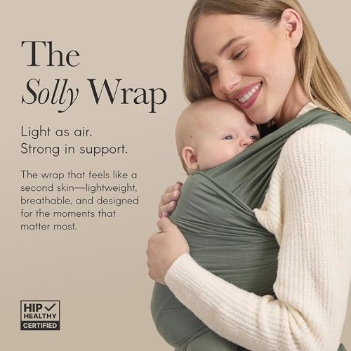 Solly Baby Wrap, Buttery-Soft Baby Carrier Newborn to Toddler 8-25 Lbs., Lightweight & Hands-Free Infant Sling Wrap, Breathable Summer Carrier, Baby Wearing & Postpartum Essential, New Mom Gift, Black
