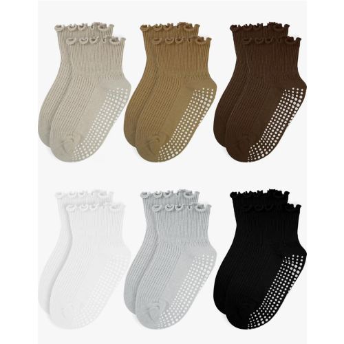Amazon.com: Sooneeya Calcetines con volantes para bebé, calcetines antideslizantes para niñas pequeñas con agarres, calcetines tobilleros de algodón suave para interiores | Indoor, Soft, Cotton, Frilly