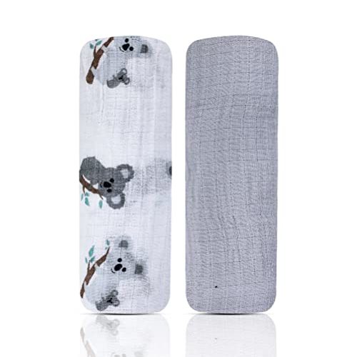 MODERN BABY Muslin Swaddle Blankets Newborn 2 Pack Soft Baby Wraps for Baby Girl 100% Cotton, Koala
