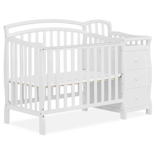 Dream On Me Casco 4-in-1 Mini Crib and Dressing Table, White