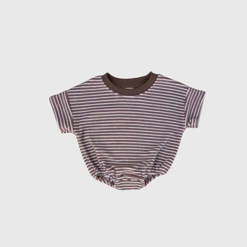 Terry T-Shirt Romper | Cola Stripe