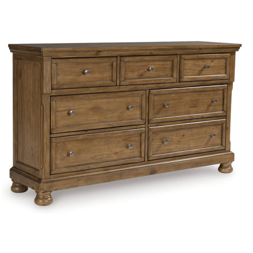 Signature Design by Ashley Glarrison Dresser for Bedroom, 7 Drawer Dresser with Hidden Jewelry Tray, Poplar Solids Pine Veneer and MDF Substrate, Classic Master Suite Storage, Medium Brown