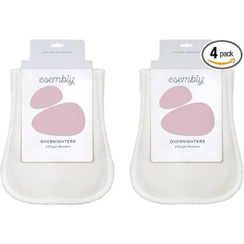 Esembly Ultra Absorbent Overnight Hemp Cloth Diaper Booster Inserts with Stay-Dry Fleece – Reusable Nighttime Doublers for Heavy Wetters – Size 1, 3 Sets (3 Contours and 3 Boosters)