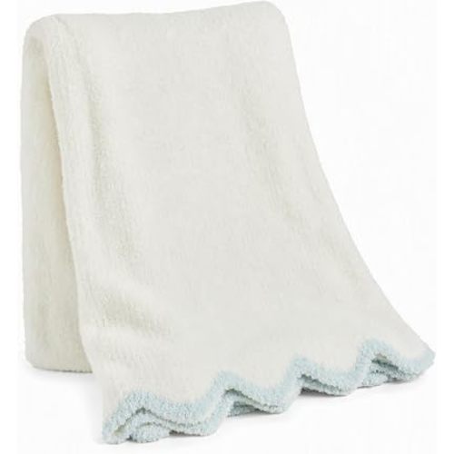 Mud Pie Kids Blue Scallop Chenille Blanket; 34" x 28"