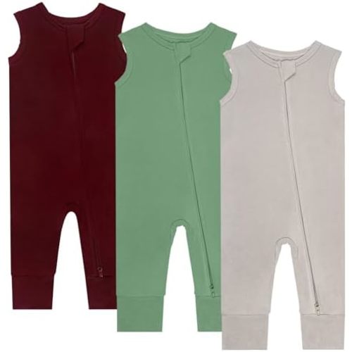 Baby Pajamas Summer Sleeveless 2 Way Zipper Footless Rompers 0-24 Months