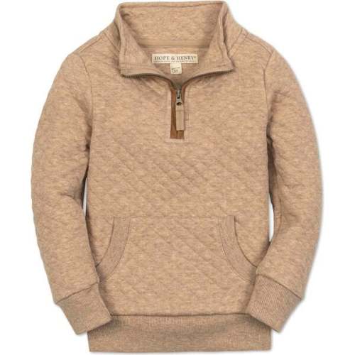 Long Sleeve Quilted Kanga Half Zip Pullover, Camel Heather Quilted - Hope & Henry | Maisonette
