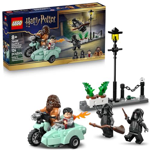 LEGO Harry Potter Hagrid & Harry’s Privet Drive Escape Building Toy for Boys & Girls - Pretend Play Set for Kids, Ages 8+ - W/Mini Hagrid's Motorcycle & 4 Minifigures - Gift for Birthdays - 76459