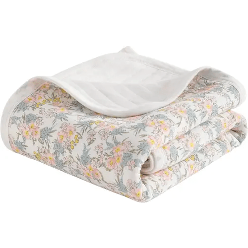 NTBAY Jersey Cotton Quilted Toddler Blanket, Breathable and Warm for Boys and Girls Baby Blanket, 30x40 Inches, Pink Floral