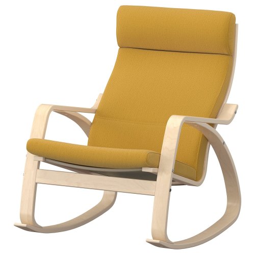 POÄNG Rocking chair - birch veneer/Kelinge dark yellow