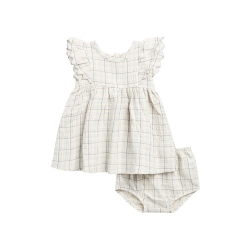 Alina Plaid Ruffle Organic Cotton Dress with Bloomers