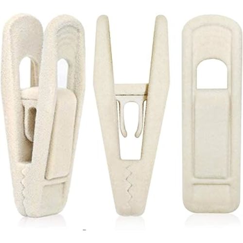 Beige Velvet Hanger Clips (60-Pack), Non-Slip Velvet Clip Work Perfectly for Ivory/Beige Velvet Hangers, Pant Skirt Hanger Velvet Clips Fit for Velvet Clothes Hangers
