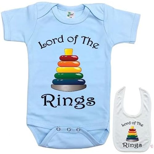 L0rd 0f the Rings -Cute Custom Printed Baby bodysuit onesie & bib Set