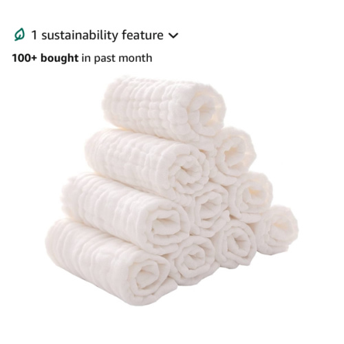 Baby Muslin Washcloths -6 Layer Soft Absorbent Face Towel - Natural Newborn Wipes for Delicate Skin - Baby Registry as Shower