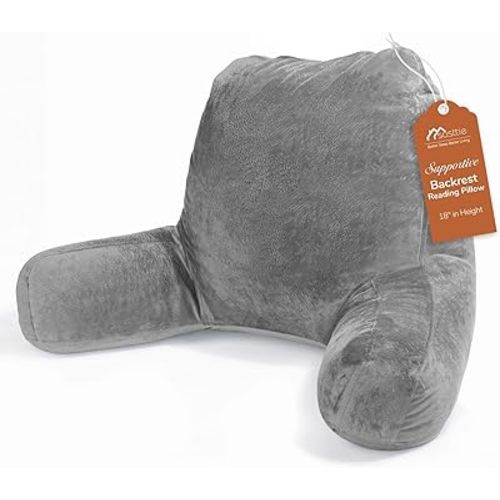 Sasttie Reading Pillows for Sitting in Bed Adult, Back Pillow Bed Sitting Up, Back-Rest Support Cushion for Sit Up on Couch, Sofa, and Floor, Dorm Essentials, Oeko-Tex Certified, Dark Grey