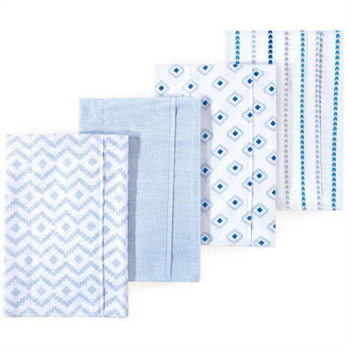 Luvable Friends Hudson Baby Flannel Burp Cloths 4pk, Contemporary Blue Mix