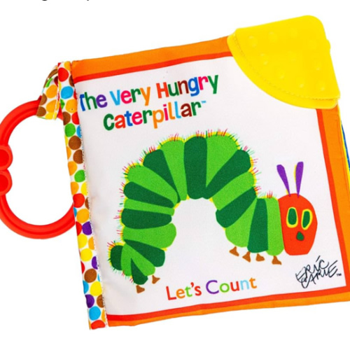 Let's Count Soft Book - World of Eric Carle the Very Hungry Caterpillar Baby on the Go Clip Teething Crinkle Soft Sensory Book for Babies, 5.25x5.25 Inch