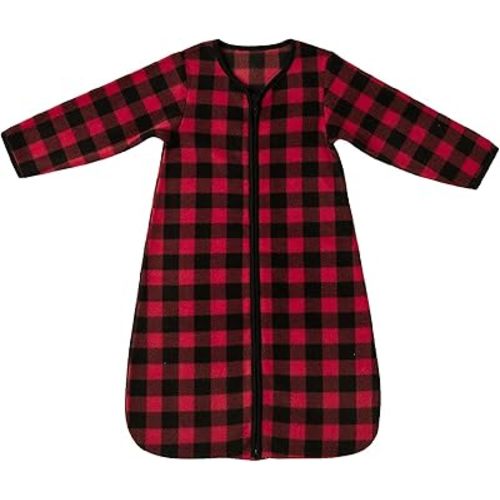 DaysU Micro Fleece Baby Sleep Sack 1.5 TOG, Long Sleeves Baby Wearable Blanket 6-12 Months with 2-Way Zipper, Unisex Warm Sleeping Bag for Infant, Buffalo Plaid