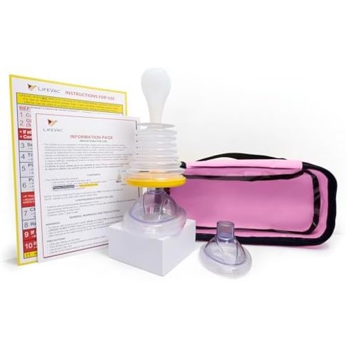 LifeVac Pink Travel Kit - Portable Suction Rescue Device, First Aid Kit for Kids and Adults, Portable Airway Suction Device for Children and Adults