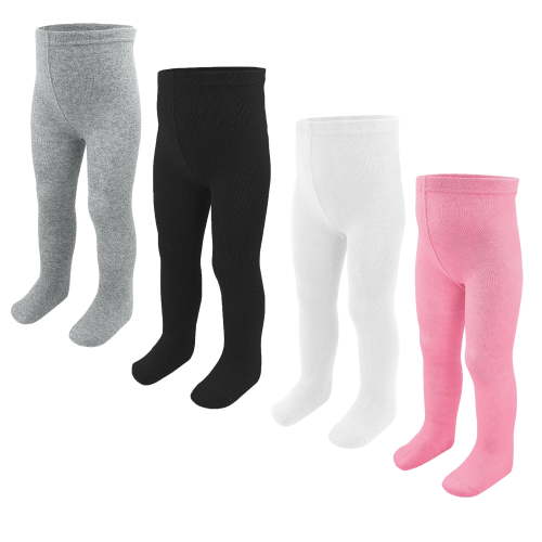 Girls Pantyhose Toddler Baby Tights - 4 Pairs Cotton Black White Pink Gray 0-24 Months Infant Girls Tights Newborn Kids Pantyhose