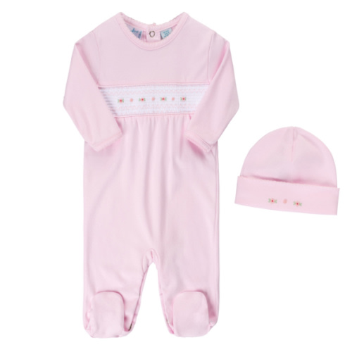 Baby Girl`s Smocked Flower Romper w/Hat | Feltman Brothers