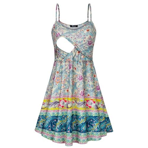 connche Floral Maternity Summer Dress Spaghetti Strap Nursing Breastfeeding