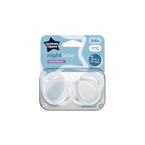 Tommee Tippee Night Time Soother, 2-Pack, 0-6m, Assorted