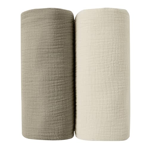 JELLYMONI Muslin Swaddle Blankets for Unisex, 2 Pack Newborn Receiving Blanket, Large 47 x 47 inches Soft Breathable Muslin Baby Blanket for Newborn Boys & Girl