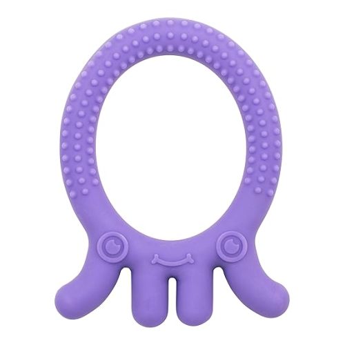 Dr. Brown's Flexees Friends Purple Octopus, Soft 100% Silicone Baby Teether, BPA Free, 3m+