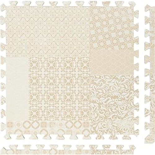 Popsykosy Premium Excercise & Baby Foam Play Mats - Stylish & Large Non-Toxic Puzzle Floor Mat - 6 Tiles - Spacious 6ft x 4ft - Peel-resistant reinforced version - Soft, Thick, Waterproof -Totem Beige