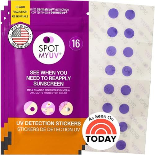 SpotMyUV Sunscreen Stickers, UV Detection SPF Indicator Dots, 48 Count