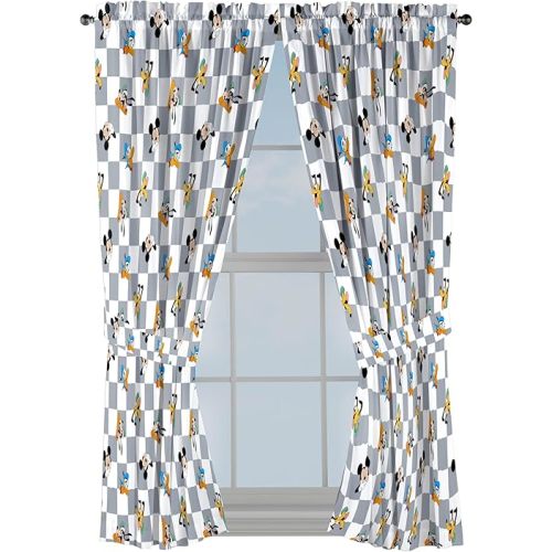 Jay Franco Window Curtains for Kids Bedroom 4-Piece Drape Set with 2 Tiebacks, Multi - Mickey Mouse, 42" W x 63" L (Pack of 2)