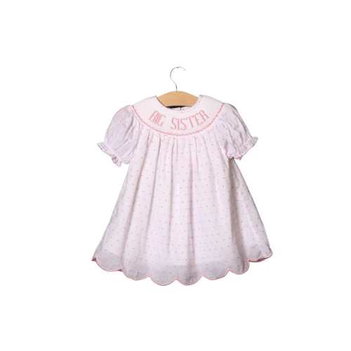 Smocked PINK Swiss Dot Big Sister Dress
