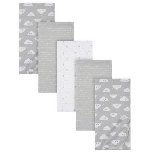 Gerber Baby Flannel Receiving Blankets, Clouds, 5-Pack