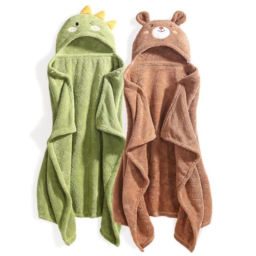 Toddler Towels with Hood Kids Hooded Bath Towel Baby Hooded Towel for Toddlers 0-5 Years, 2-Pack Absorbent Soft Toddler Bath Towel Kids Bath Baby Towels with Hood Thick 50'' x 32'' Large