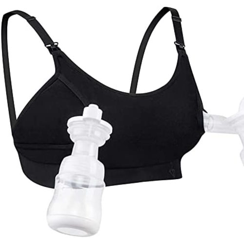 Hands Free Pumping Bra, Momcozy Adjustable Breast-Pumps Holding and Nursing Bra, Suitable for Breastfeeding-Pumps by Lansinoh, Philips Avent, Spectra, Evenflo and More(Black, Medium)