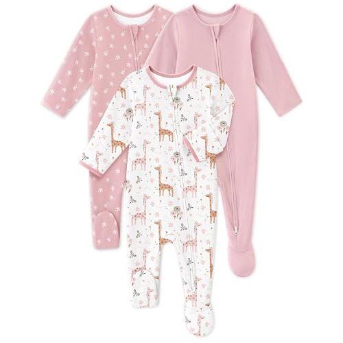 FILLEEP Baby Sleepers 3 Pack Cotton Pajamas for Newborn 0-3 3-6 6-9 Months Boys Girls Clothes Sleep 'N Play Footie PJs