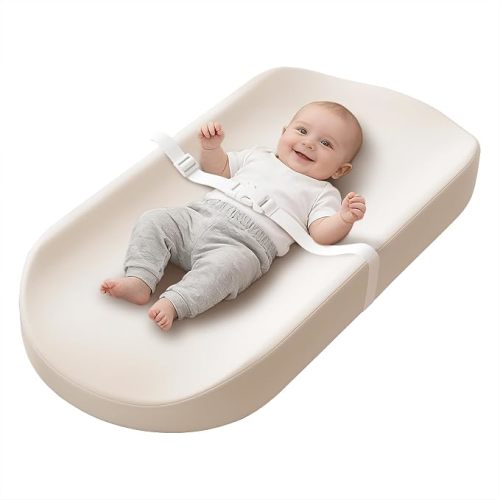 YACODAVO Baby Changing Pad with Vegan Leather Cover, Waterproof & Wipeable Changing Pad for Toddler, Flat Foam Travel Diaper Changing Pad for Dresser and Table, Brown