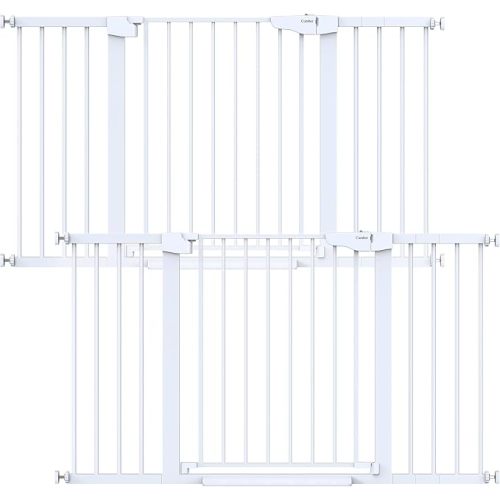 Cumbor Extra Wide Baby Gate, 36.6-69" Walk-Through Dog Gate White