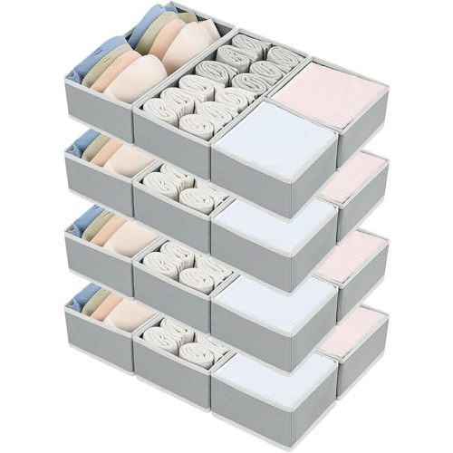 DIMJ drawer organizers for clothing, 16 Pack, Gray