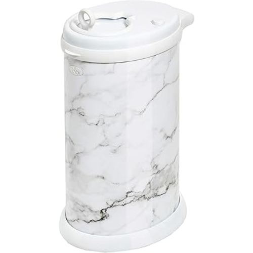 Ubbi Steel Diaper Pail, Odor Locking, No Special Bag Required, Award-Winning, Registry Must-Have, Marble