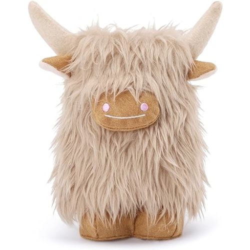 Upltowtme Highland Cow Gnomes Birthday Decorations Gifts Cream Scottish Tomte Spring Decor Farmhouse Nordic Dwarf Home Calf Gnome Gift for Her Set of 1