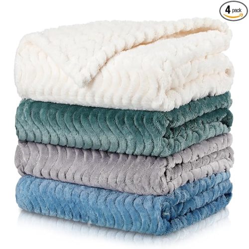 Frienda 4 Pcs Baby Fuzzy Blanket Fluffy Baby Blanket for Boys Girls Soft Warm Infant Newborn Toddler Receiving Nursery Bed Supplies, 32 x 24 Inch(Light Color)