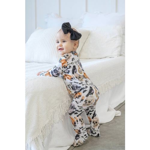 Halloween Bamboo Footie Pajamas, Double Zipper, Fold-Over Mittens