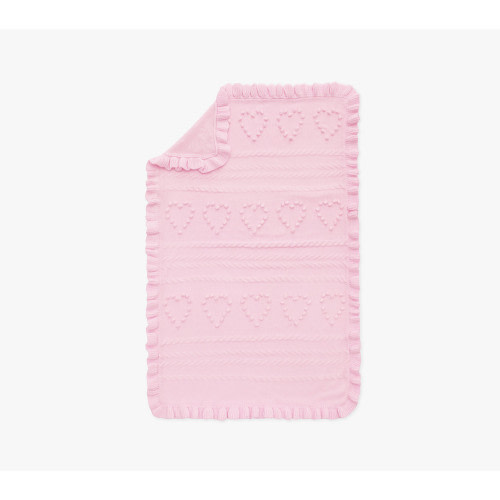 LoveShackFancy Textured Hearts Knit Baby Blanket