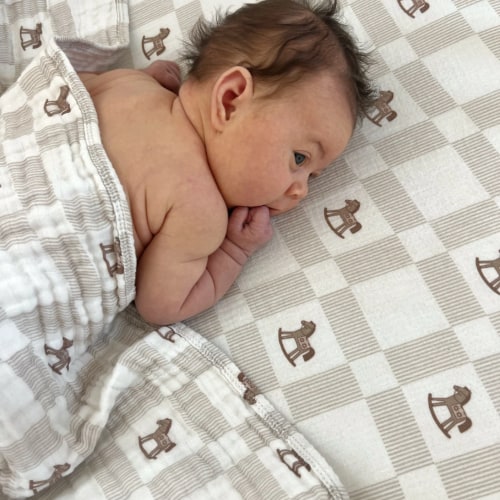 Vintage Ranch Cotton Gauze Crib Sheet