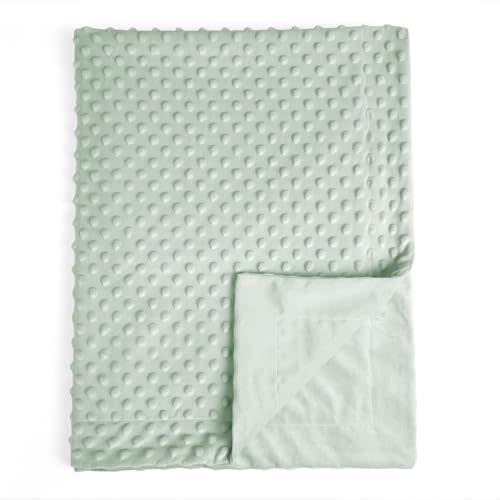 david's kids Micro Fleece Minky Baby Throw Blanket for Girls with Double Layer and Soothing Raised Dots, 50x60 Inches Breathable and Soft Lightweight Receiving Blanket for Newborns Sage Green